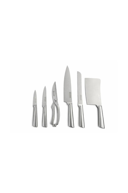 KNIFE SET WITH WOODEN BLOCK & SHARPENER