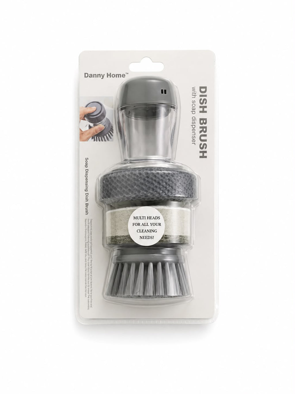 SOAP DISPENSING DISH BRUSH SET WITH 3 INTERCHANGEABLE HEADS