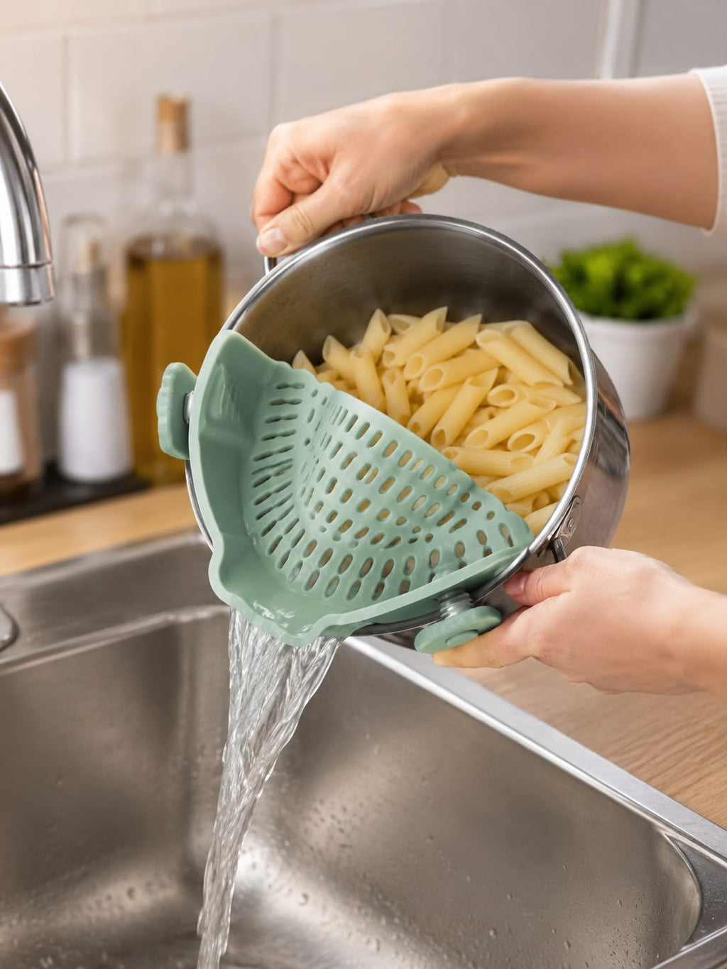 ADJUSTABLE CLIP-ON POT STRAINER