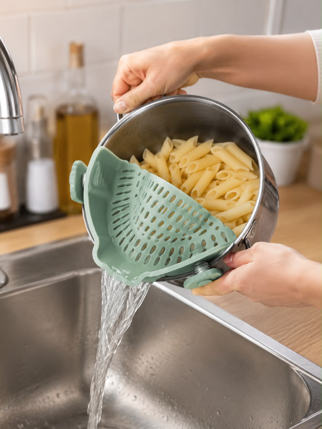 ADJUSTABLE CLIP-ON POT STRAINER