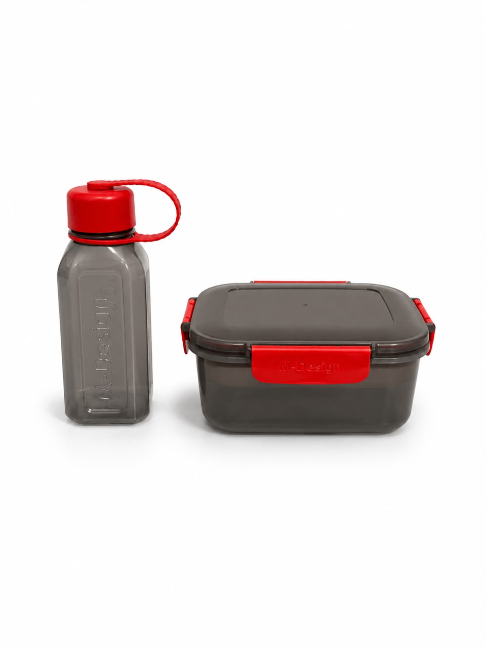 1.1L LUNCH BOX SET WITH WATER BOTTLE - BLACK