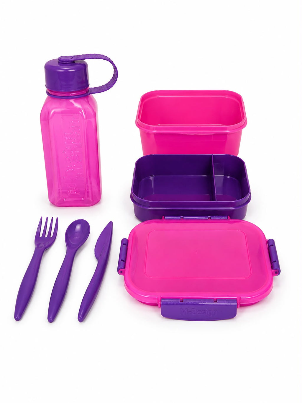 1.1L LUNCH BOX SET WITH WATER BOTTLE - PINK