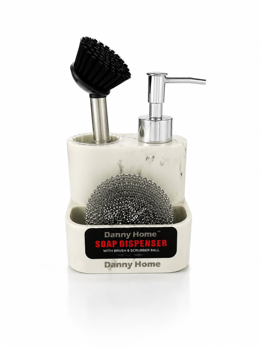 MARBLE SOAP DISPENSER WITH DISH BRUSH