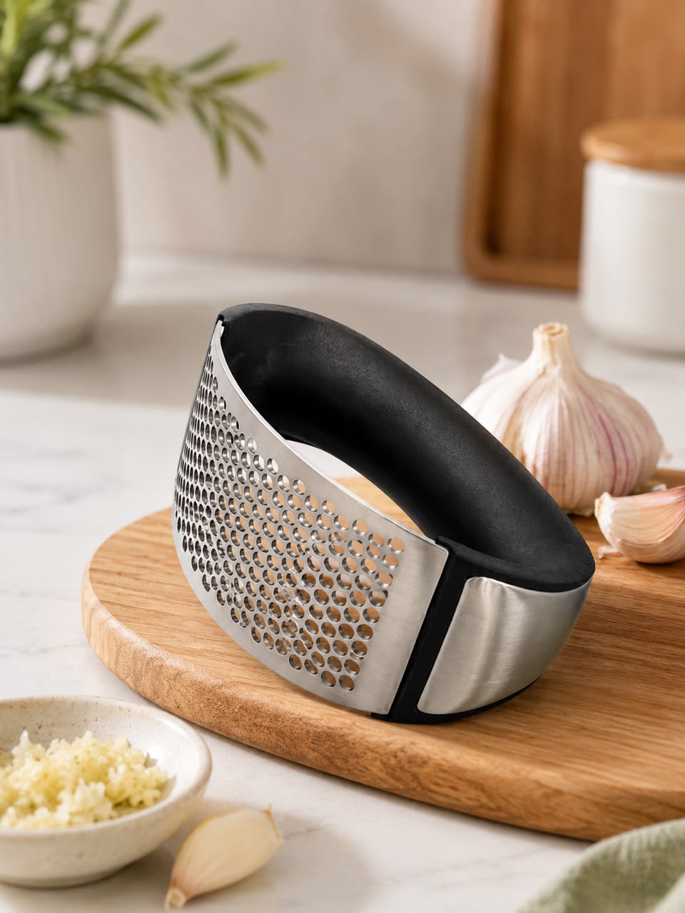 STAINLESS STEEL GARLIC PRESS