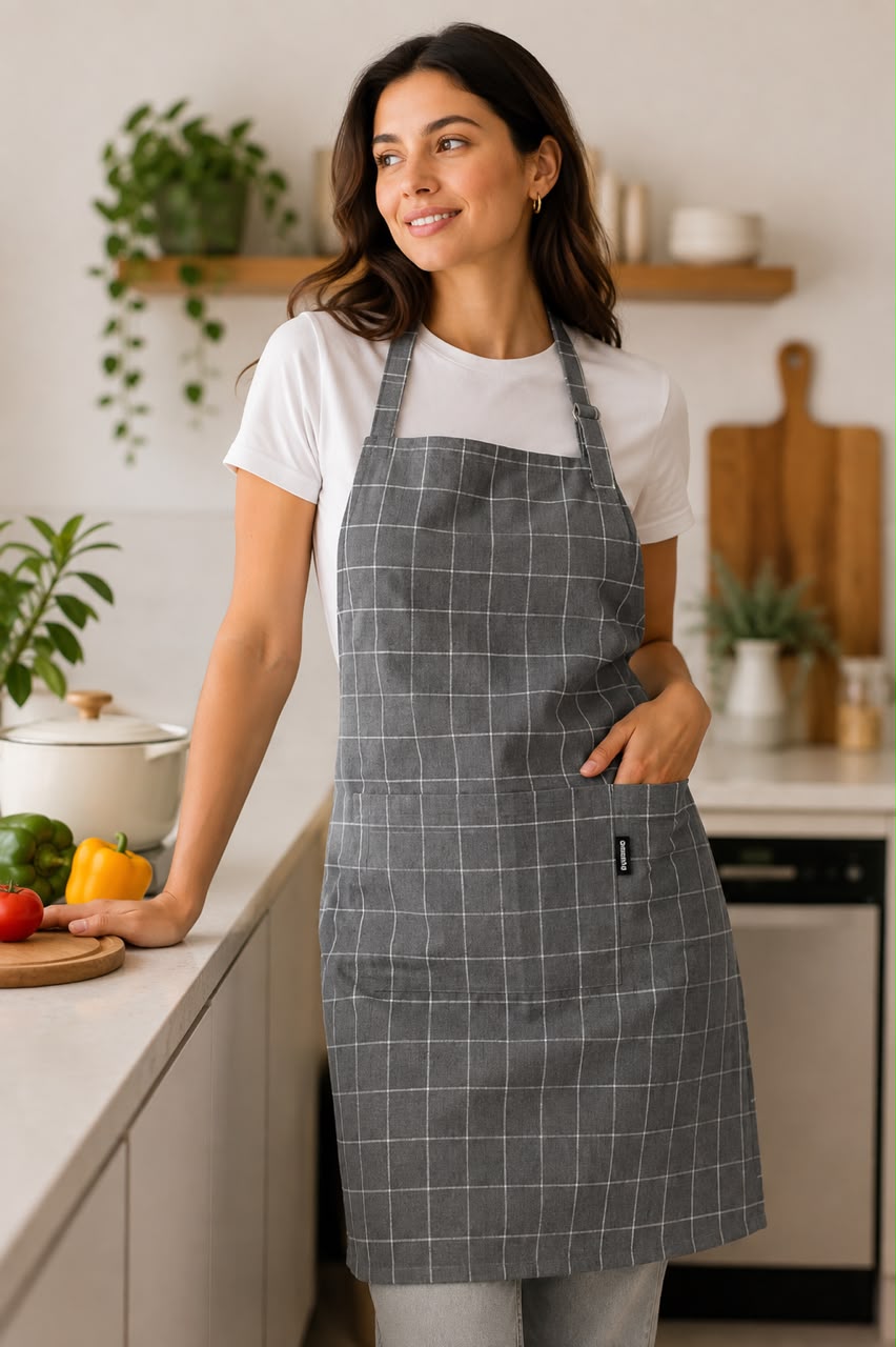 CHECKERED KITCHEN APRON