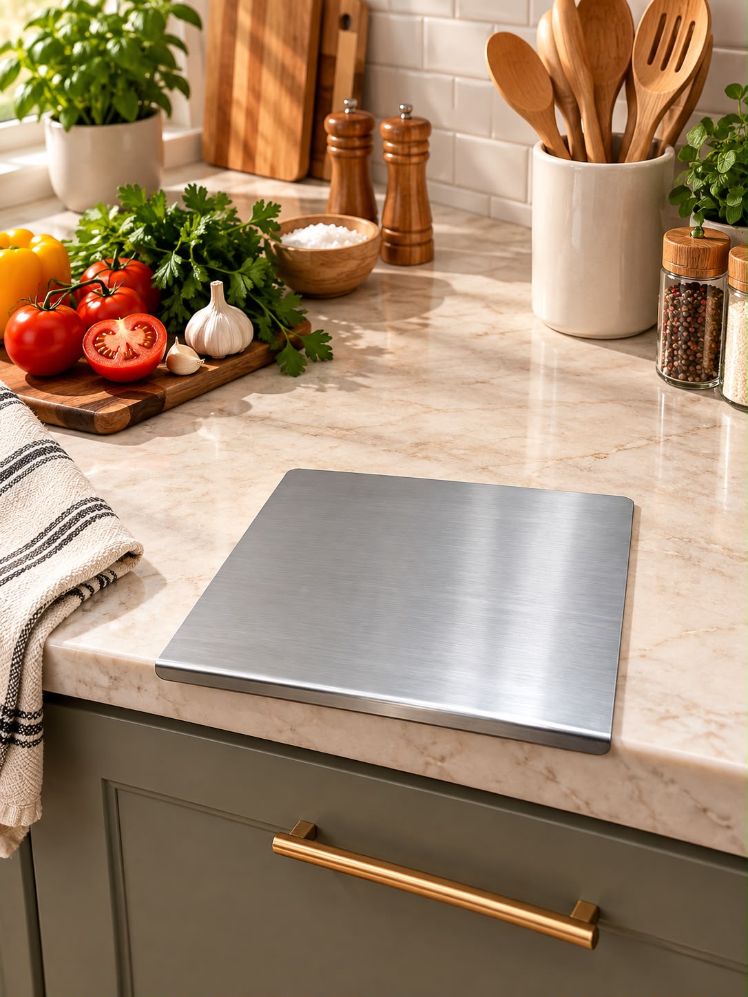 NON-SLIP STAINLESS STEEL CUTTING BOARD