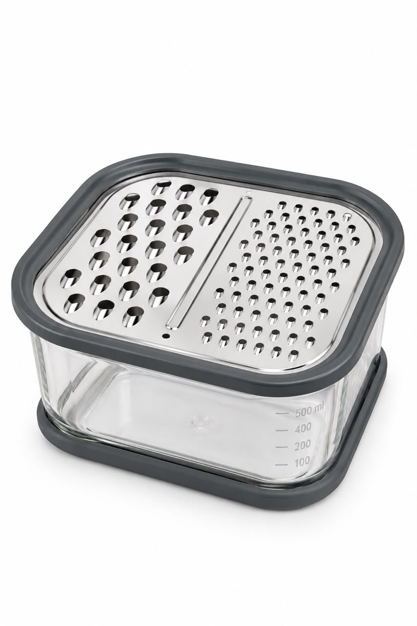 3-IN-1 GRATER WITH GLASS STORAGE