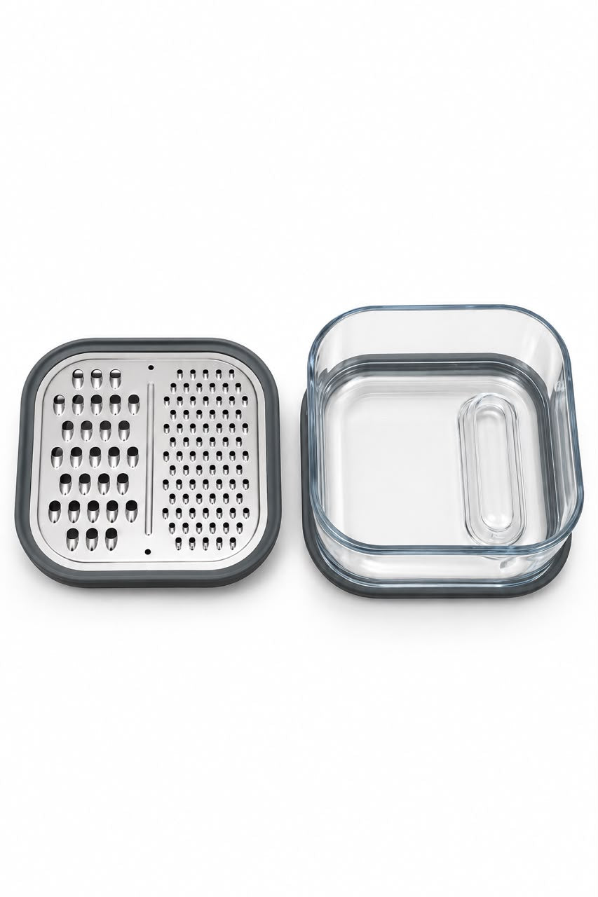 3-IN-1 GRATER WITH GLASS STORAGE